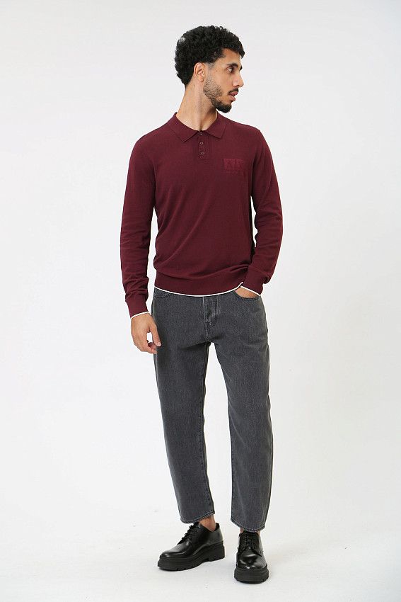 Поло с длинным рукавом Armani Exchange Бордовый