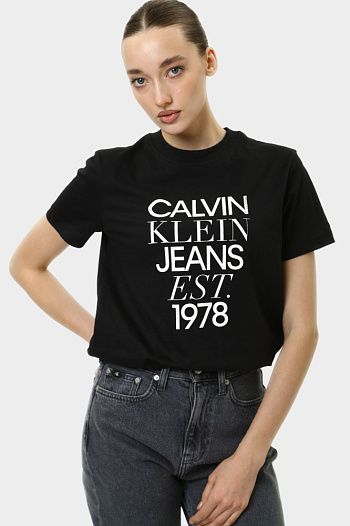 Футболка хлопковая черная Calvin Klein Jeans