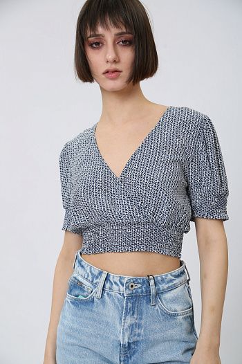 Блузка из вискозы синяя  Pepe Jeans