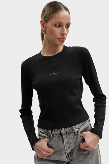 Лонгслив хлопковый черный Calvin Klein Jeans