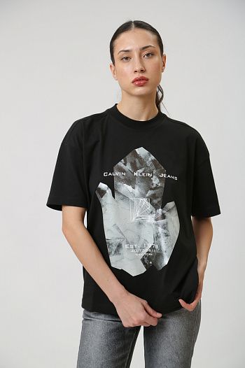 Футболка хлопковая черная Calvin Klein Jeans