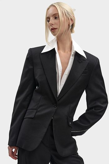 Брюки широкие шерстяные черные Karl Lagerfeld
