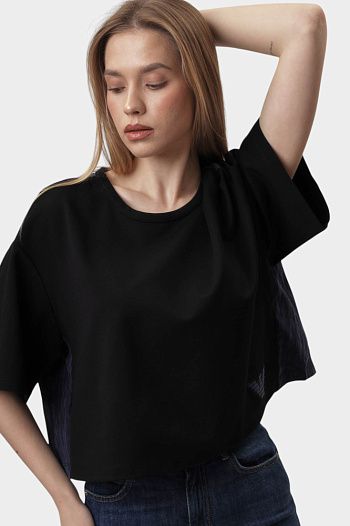 Кроп-топы из вискозы черные  Emporio Armani