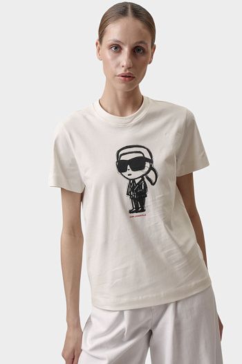Футболка хлопковая молочная Karl Lagerfeld