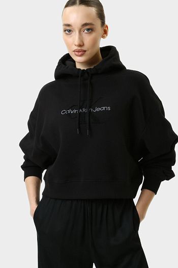 Худи хлопковое черное  Calvin Klein Jeans