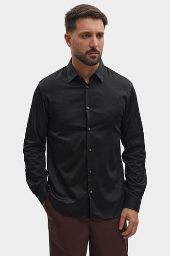 Рубашка хлопковая черная Emporio Armani