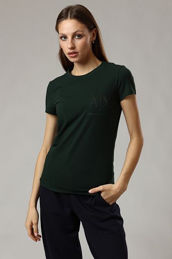 Футболка хлопковая зеленая Armani Exchange