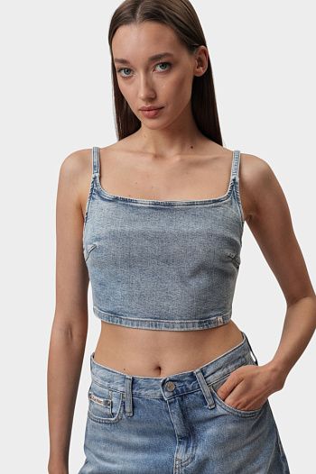 Топ хлопковый голубой Calvin Klein Jeans