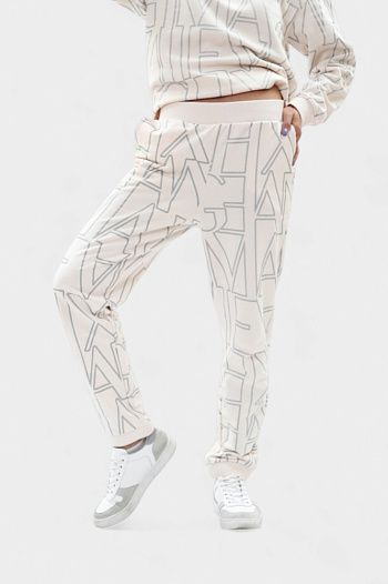 Брюки спортивные хлопковые молочные Armani Exchange