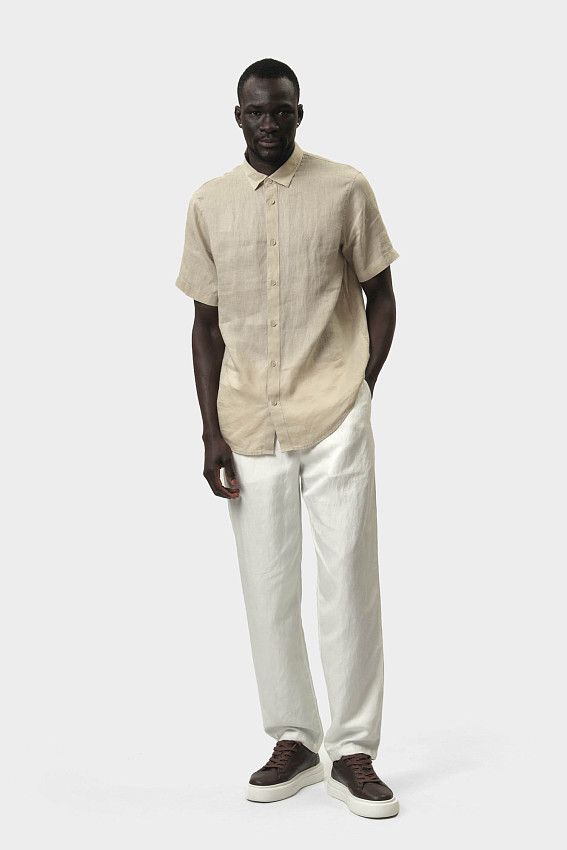 Рубашка льняная Armani Exchange Бежевый