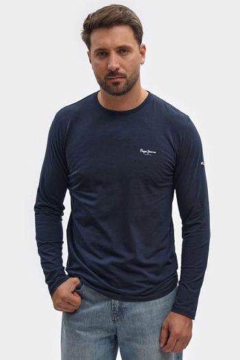 Лонгслив хлопковый синий Pepe Jeans