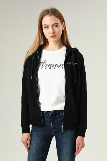 Толстовка хлопковая черная Armani Exchange