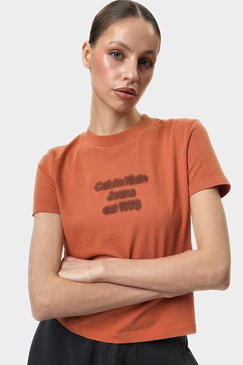 Футболка хлопковая оранжевая Calvin Klein Jeans