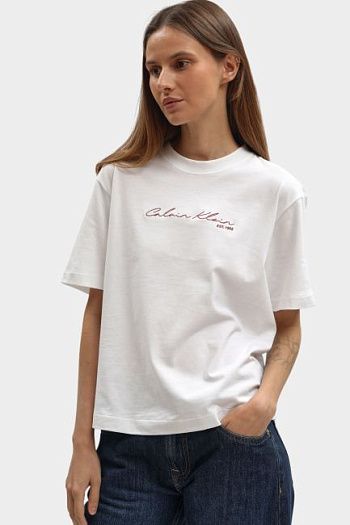 Футболка хлопковая белая Calvin Klein Jeans