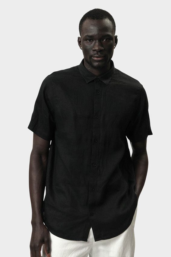 Рубашка льняная Armani Exchange Черный