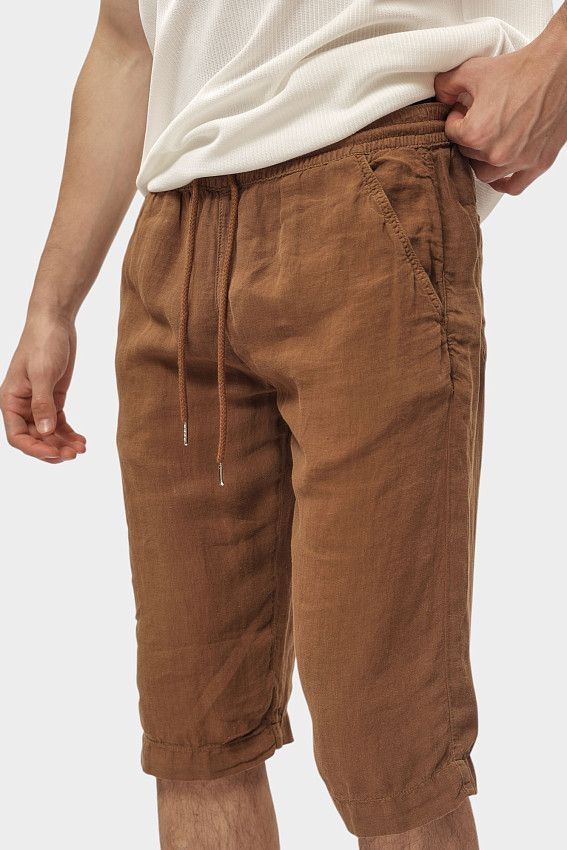 Шорты льняные Karl Lagerfeld Коричневый