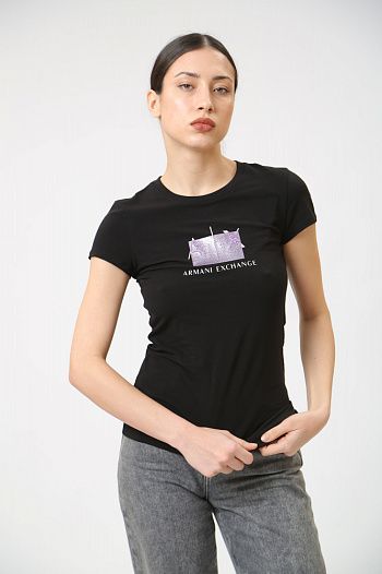 Футболка хлопковая черная Armani Exchange