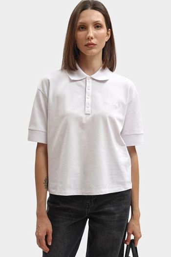 Поло с коротким рукавом хлопковое белое Armani Exchange