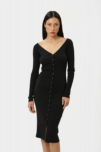 Платье с длиным рукавом хлопковое черное Calvin Klein Jeans