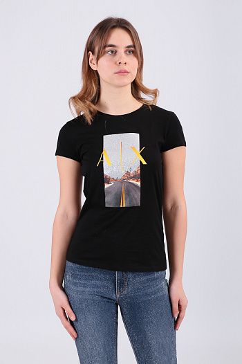 Футболка хлопковая черная Armani Exchange