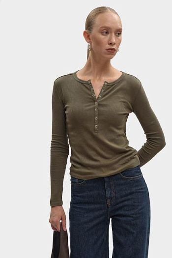 Лонгслив хлопковый хаки Pepe Jeans