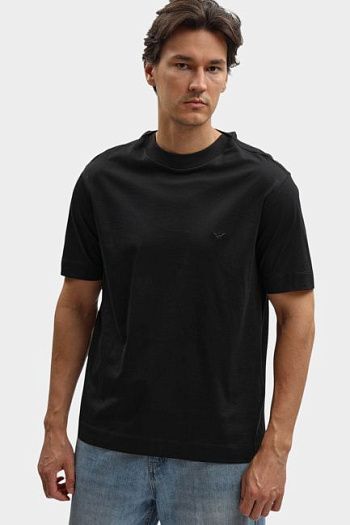 Футболка хлопковая черная Emporio Armani