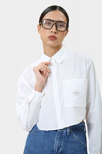 Рубашка с длинным рукавом хлопковая белая Calvin Klein Jeans