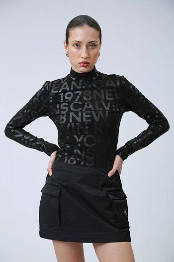 Лонгслив хлопковый черный Calvin Klein Jeans