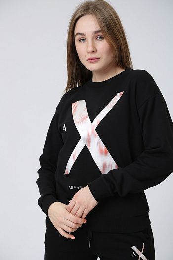 Свитшот хлопковый черный Armani Exchange