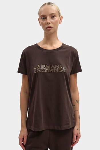 Футболка хлопковая коричневая Armani Exchange