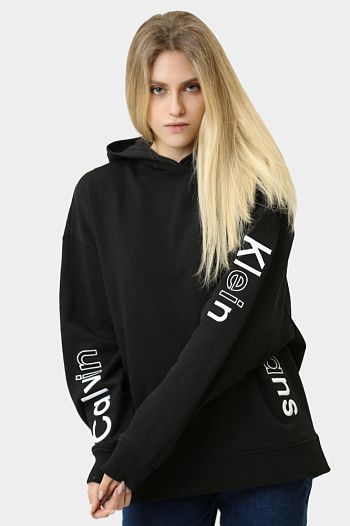 Худи хлопковое черное  Calvin Klein Jeans