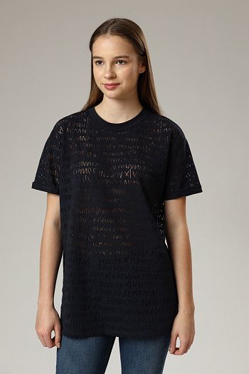 Футболка хлопковая синяя Armani Exchange
