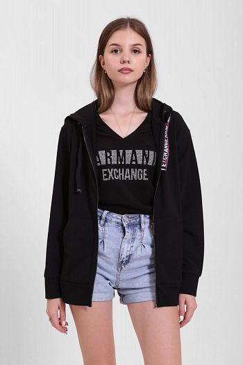 Толстовка хлопковая черная Armani Exchange