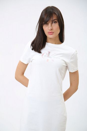 Платье хлопковое белое Calvin Klein Jeans