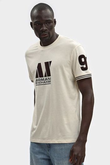 Футболка хлопковая молочная Armani Exchange