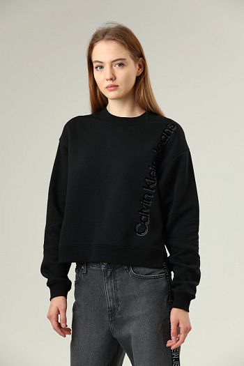 Свитшот хлопковый черный Calvin Klein Jeans