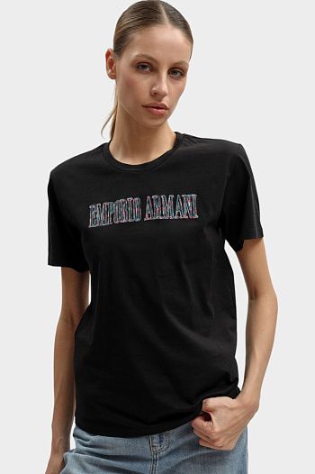 Футболка хлопковая черная Emporio Armani
