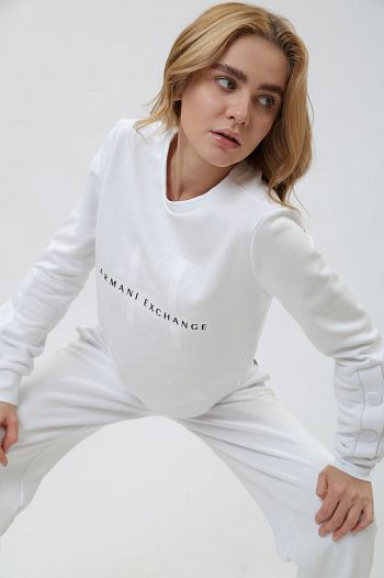 Свитшот хлопковый белый Armani Exchange
