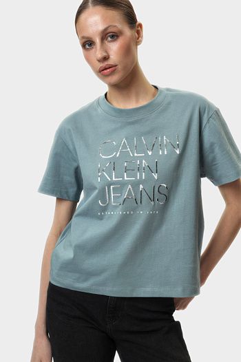 Футболка хлопковая голубая Calvin Klein Jeans