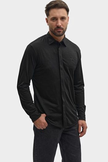 Рубашка шерстяная черная Emporio Armani
