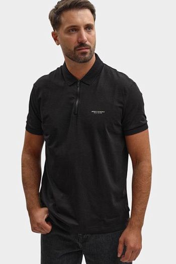 Поло с коротким рукавом хлопковое черное Armani Exchange