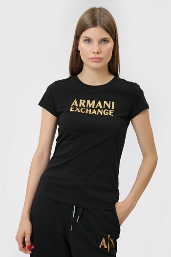 Футболка хлопковая черная Armani Exchange