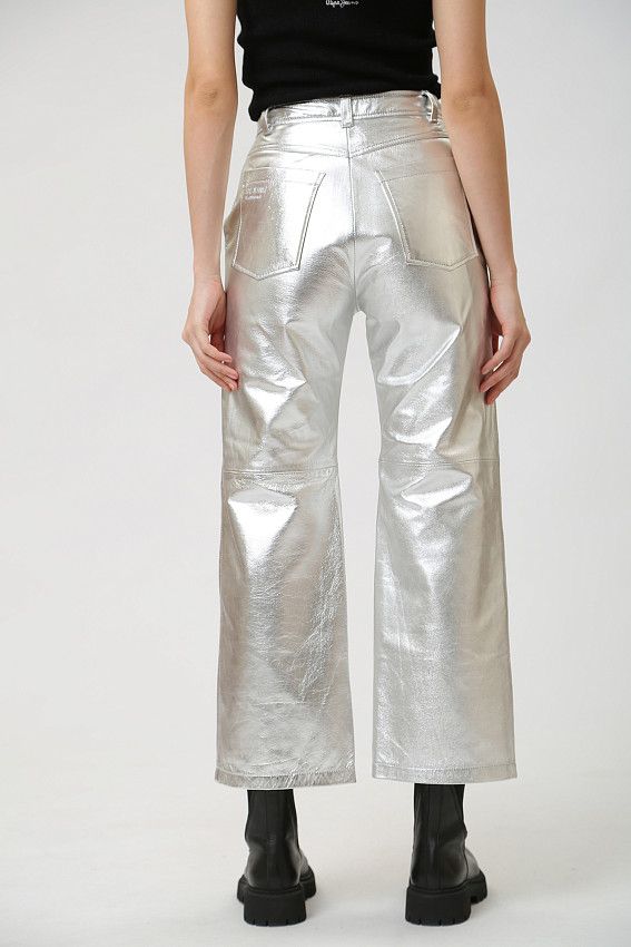 Брюки кожаные Pepe Jeans Серебряный