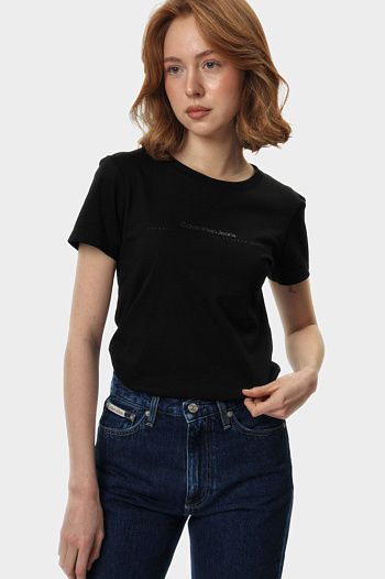 Футболка хлопковая черная Calvin Klein Jeans