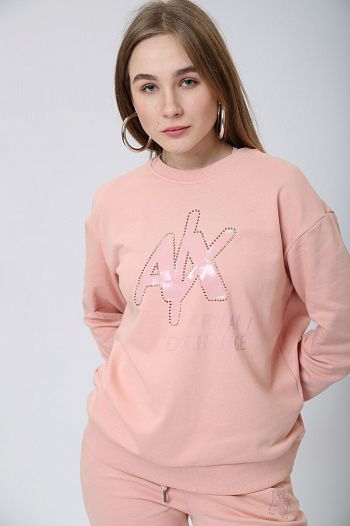 Свитшот хлопковый розовый Armani Exchange