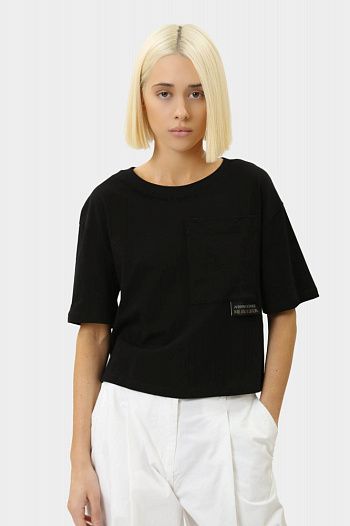 Кроп-топ хлопковый черный Armani Exchange