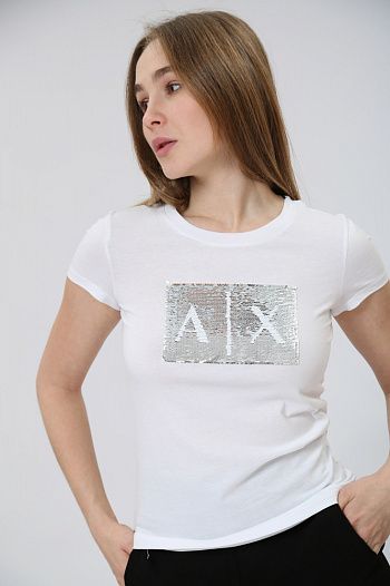 Футболка хлопковая белая Armani Exchange