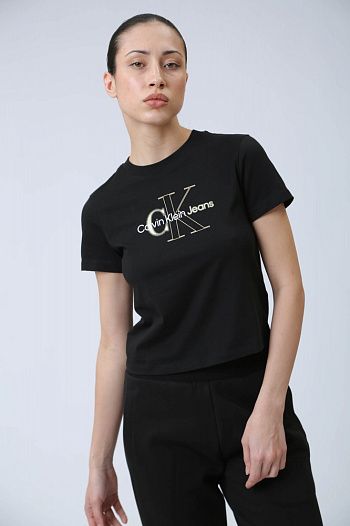 Футболка хлопковая черная Calvin Klein Jeans