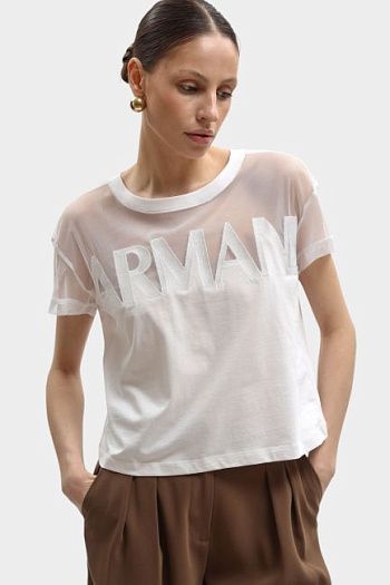 Кроп-топ хлопковый белый Armani Exchange