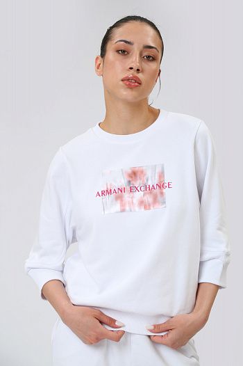 Свитшот хлопковый белый Armani Exchange